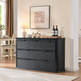 Modern 7-Drawer Black Woodgrain Storage Dresser - Omega Lifestyles