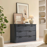 Modern 7-Drawer Black Woodgrain Storage Dresser - Omega Lifestyles