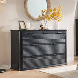 Modern 7-Drawer Black Woodgrain Storage Dresser - Omega Lifestyles