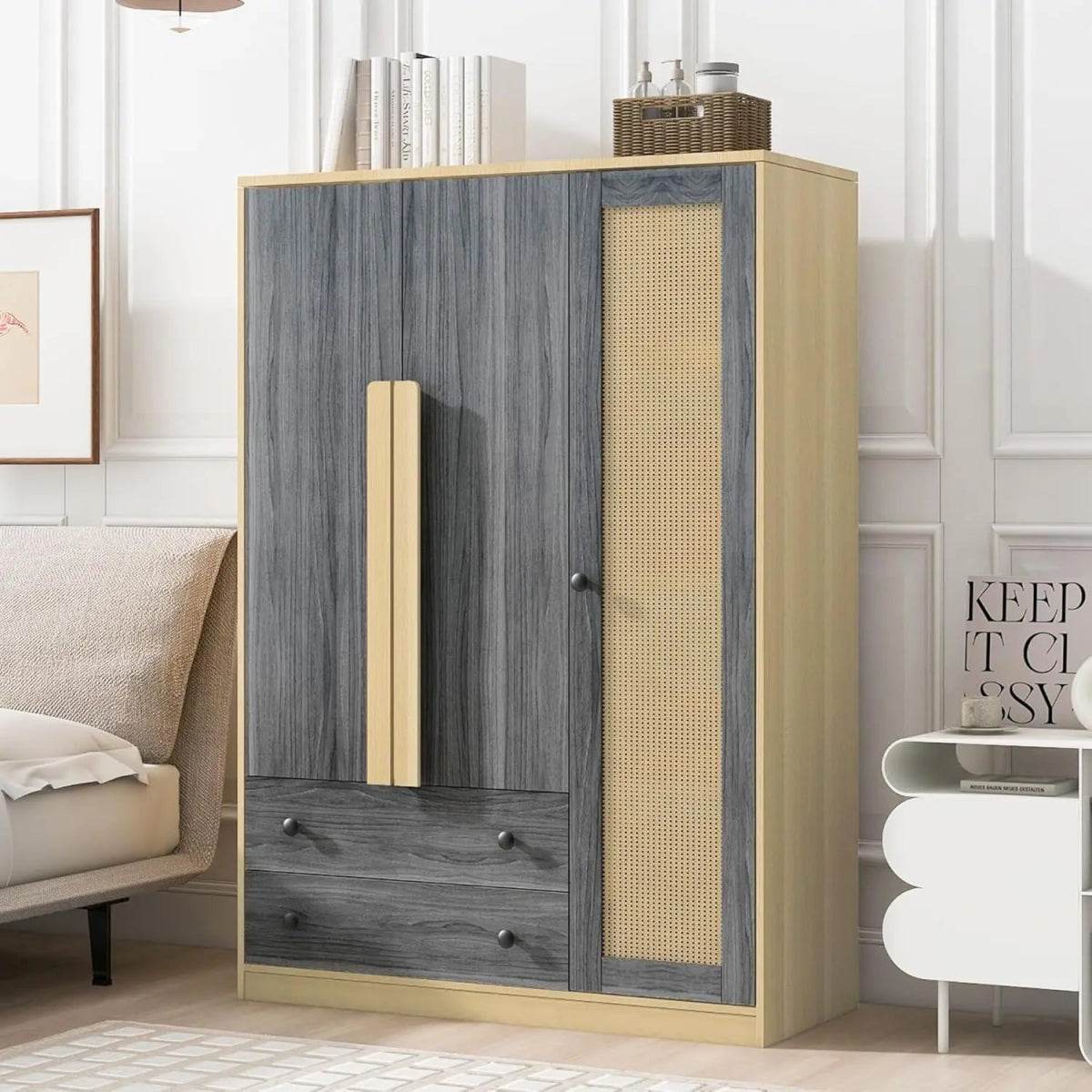 Modern Bedroom Wardrobe Closet With Drawers And Hanging Rod - Omega Lifestyles