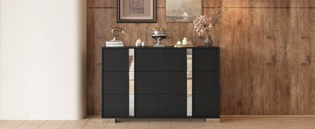 Modern Black MDF Metal 6-Drawer Storage Dresser - Sleep Galleria