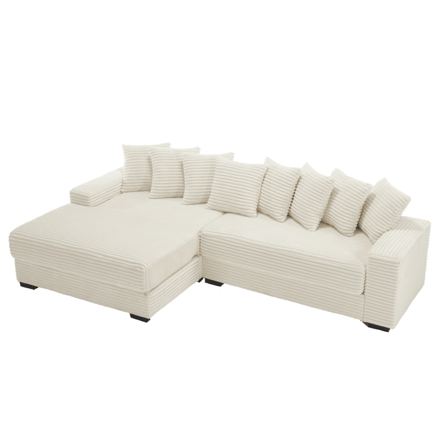 Modern Corduroy Modular Sofa With Pillows - Omega Lifestyles