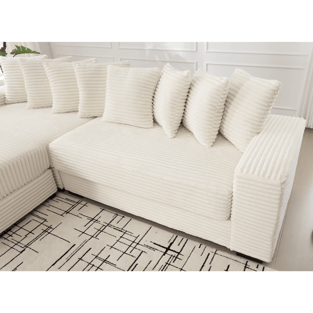 Modern Corduroy Modular Sofa With Pillows - Omega Lifestyles