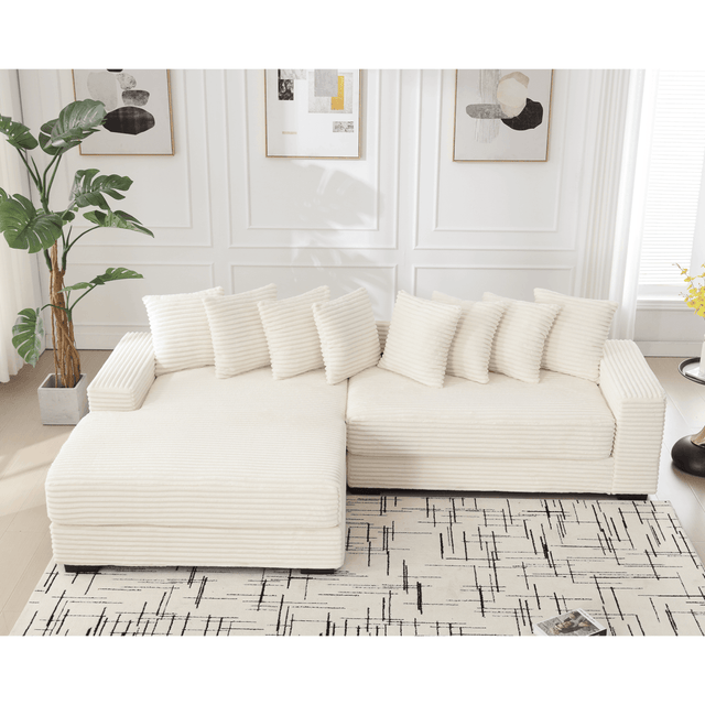 Modern Corduroy Modular Sofa With Pillows - Omega Lifestyles