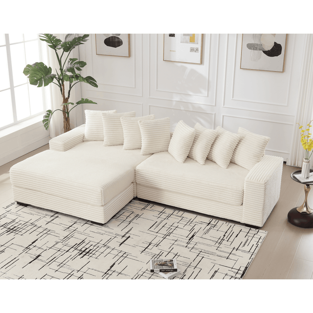 Modern Corduroy Modular Sofa With Pillows - Omega Lifestyles