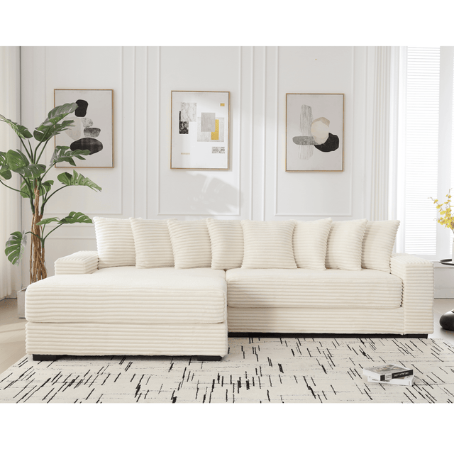 Modern Corduroy Modular Sofa With Pillows - Omega Lifestyles