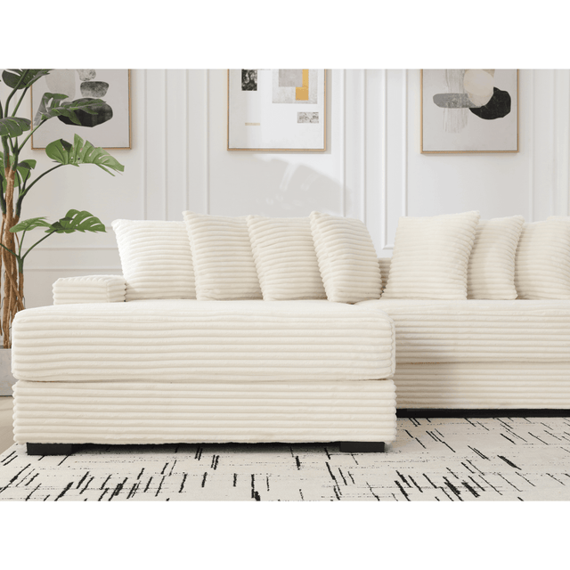 Modern Corduroy Modular Sofa With Pillows - Omega Lifestyles