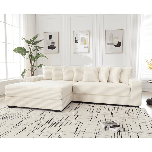 Modern Corduroy Modular Sofa With Pillows - Omega Lifestyles