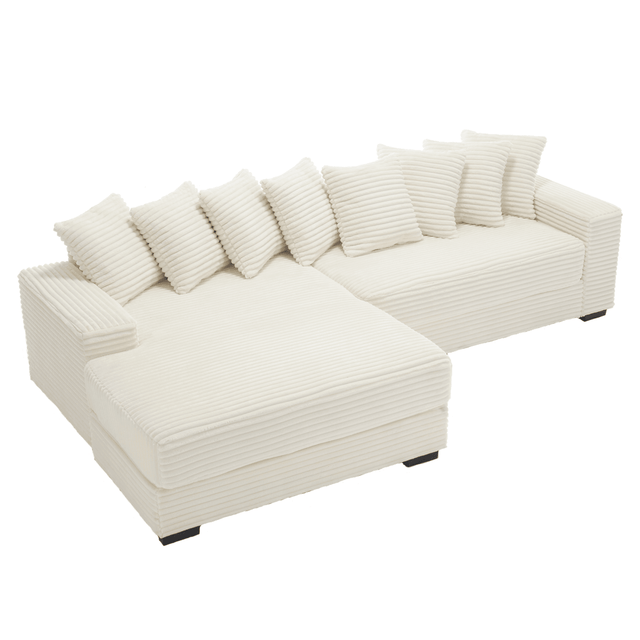Modern Corduroy Modular Sofa With Pillows - Omega Lifestyles