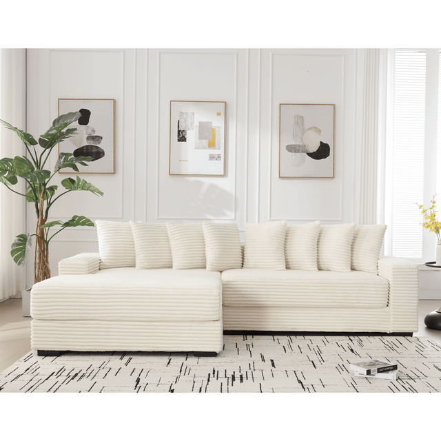 Modern Corduroy Modular Sofa With Pillows - Omega Lifestyles