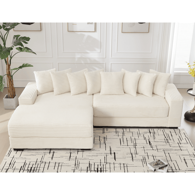 Modern Corduroy Modular Sofa With Pillows - Omega Lifestyles