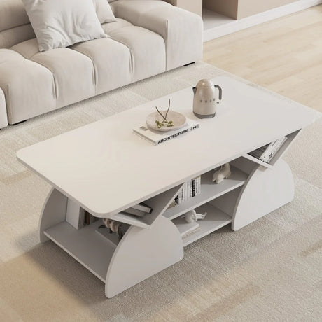 Modern Engineered Wood Coffee Table With Storage Shelves - Omega Lifestyles