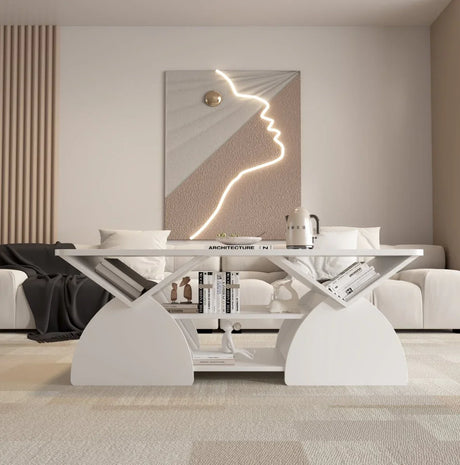 Modern Engineered Wood Coffee Table With Storage Shelves - Omega Lifestyles