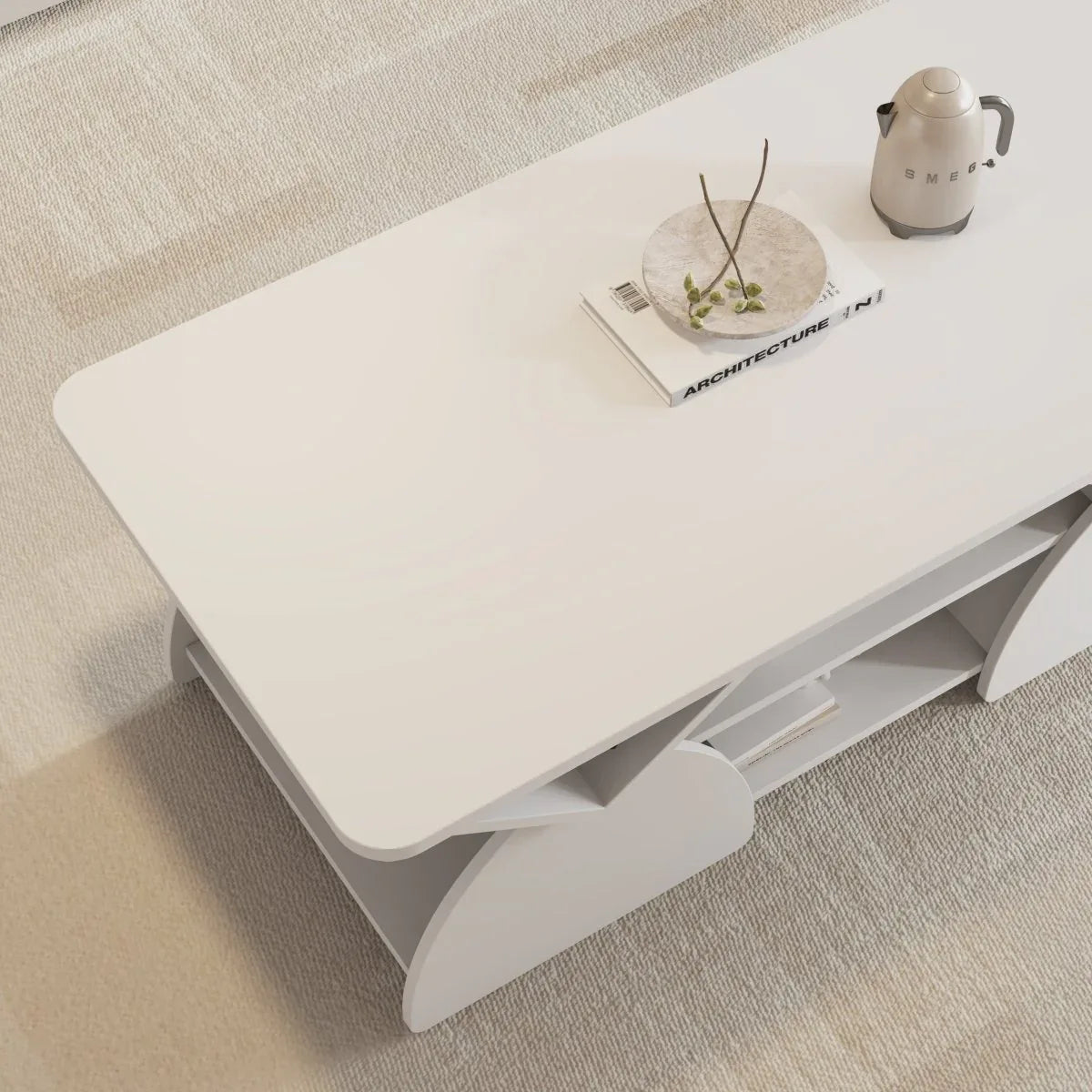 Modern Engineered Wood Coffee Table With Storage Shelves - Omega Lifestyles