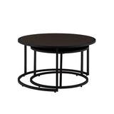 Modern Faux Leather Nesting Round Coffee Table Set Of 2 - Omega Lifestyles