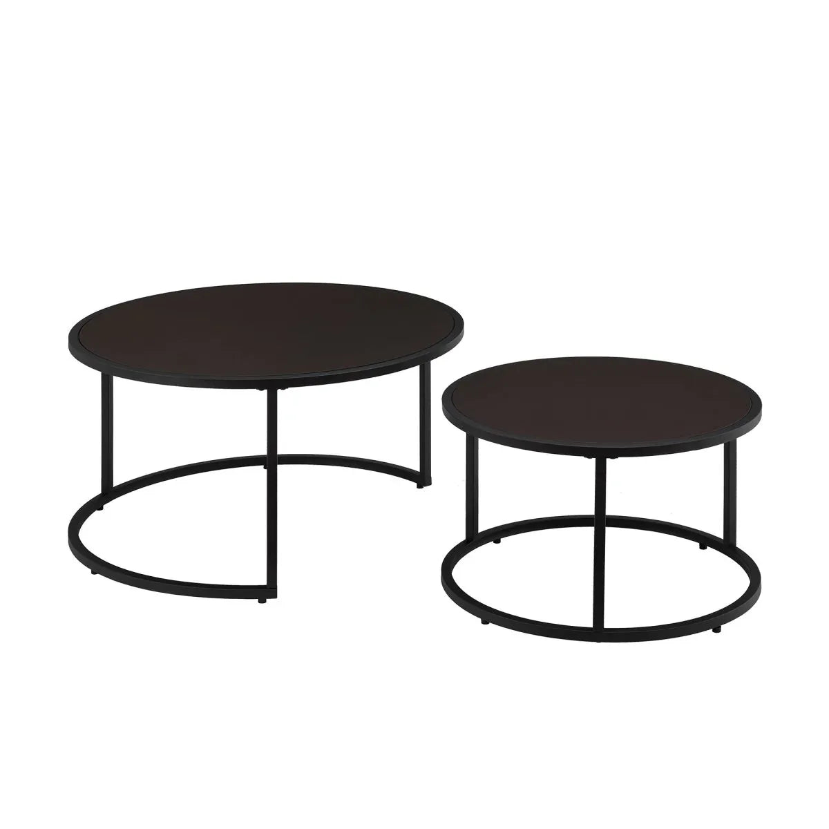 Modern Faux Leather Nesting Round Coffee Table Set Of 2 - Omega Lifestyles