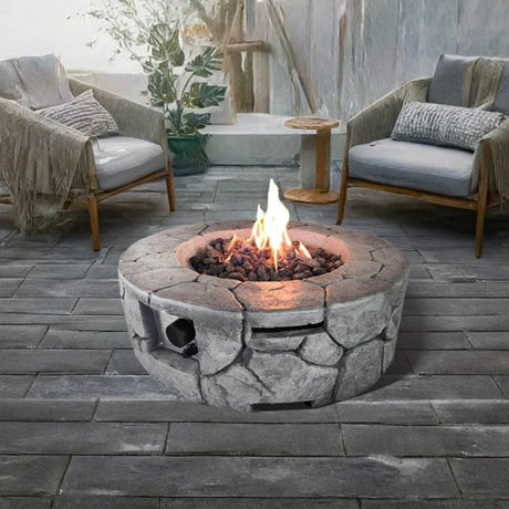 Modern Gray Fiber Reinforced Concrete Outdoor Fire Pit - Zenvia - Omega Lifestyles