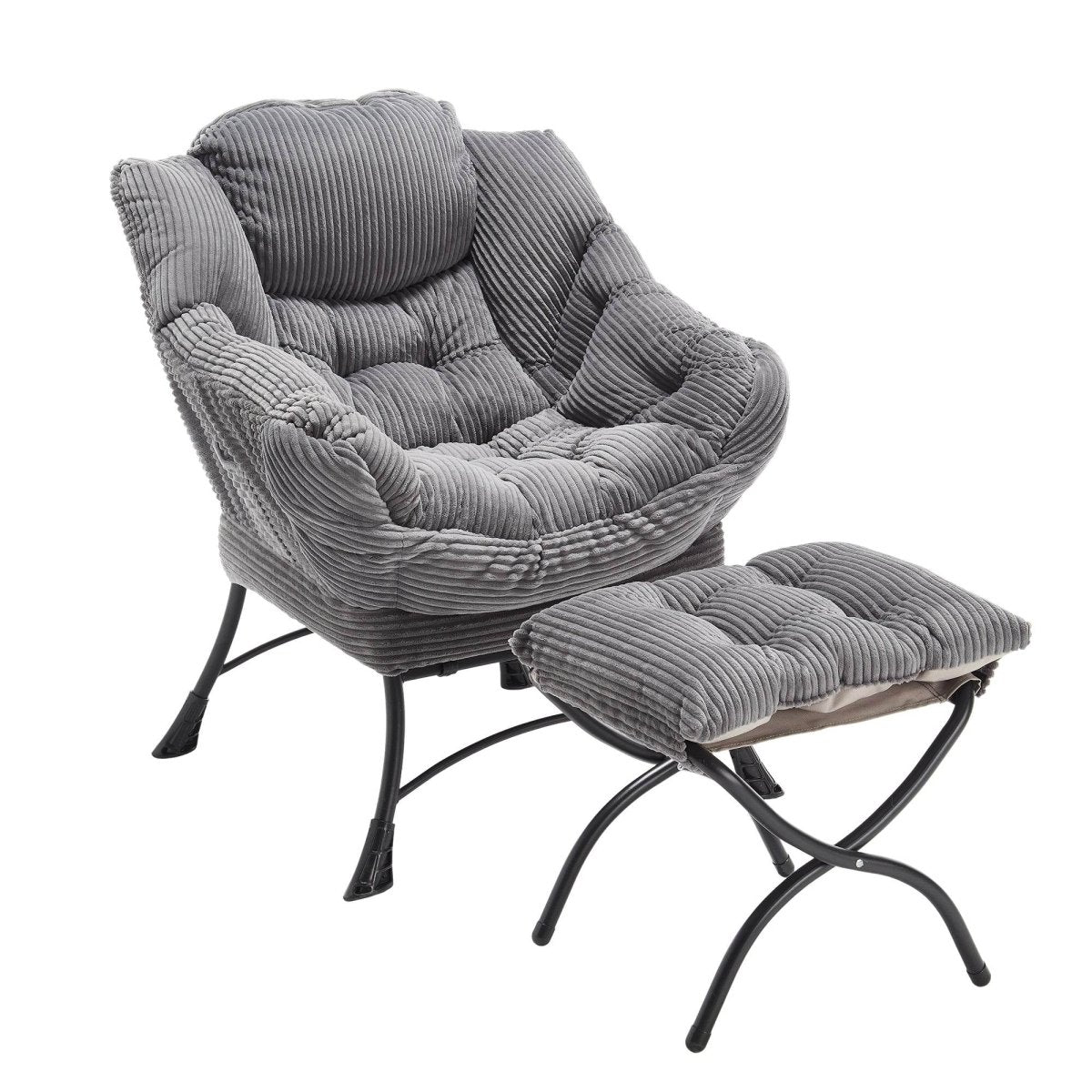 Modern Grey Accent Chair With Ottoman - Omega Lifestyles