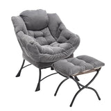 Modern Grey Accent Chair With Ottoman - Omega Lifestyles