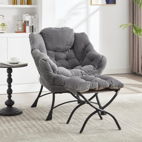 Modern Grey Accent Chair With Ottoman - Omega Lifestyles