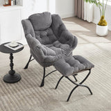 Modern Grey Accent Chair With Ottoman - Omega Lifestyles