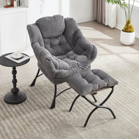 Modern Grey Accent Chair With Ottoman - Omega Lifestyles