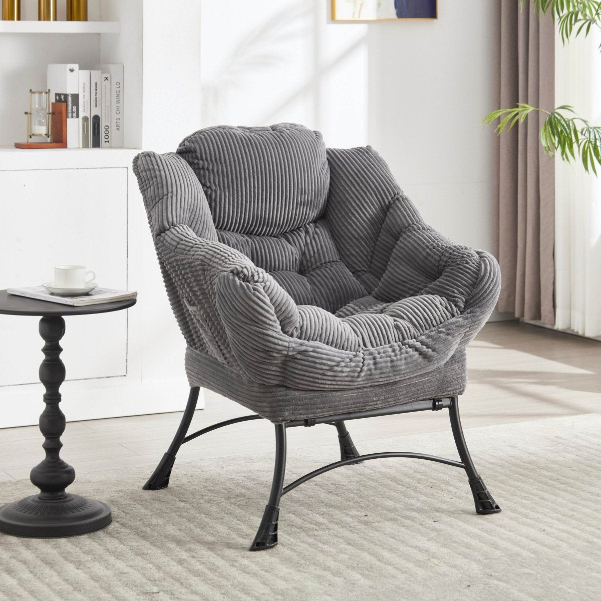 Modern Grey Accent Chair With Ottoman - Omega Lifestyles