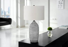 Modern Grey Resin Vase-Shaped Table Lamp 27-Inch - Omega Lifestyles