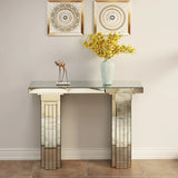 Modern Mirrored Console Table Rectangle Silver MDF Glass - Omega Lifestyles