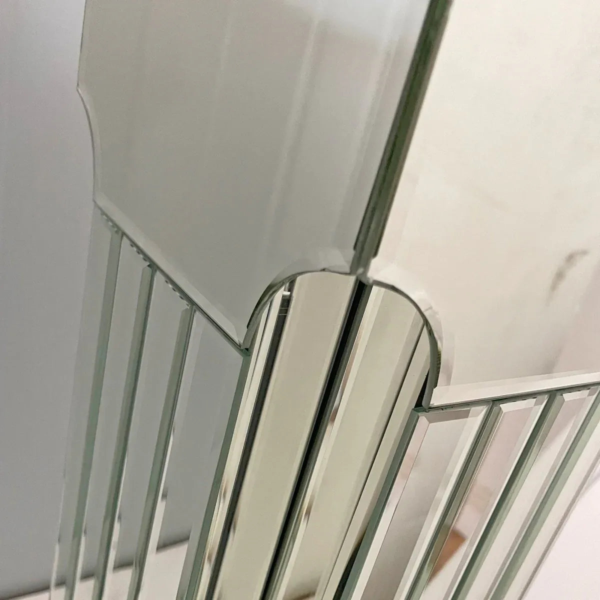 Modern Mirrored Console Table Rectangle Silver MDF Glass - Omega Lifestyles