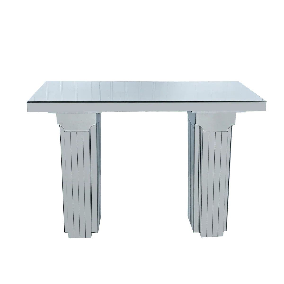 Modern Mirrored Console Table Rectangle Silver MDF Glass - Omega Lifestyles
