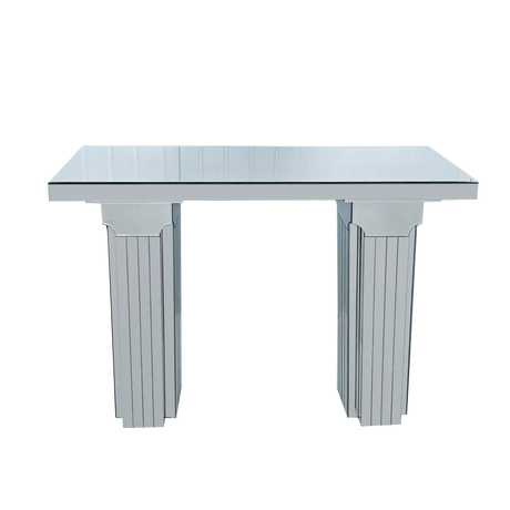 Modern Mirrored Console Table Rectangle Silver MDF Glass - Omega Lifestyles