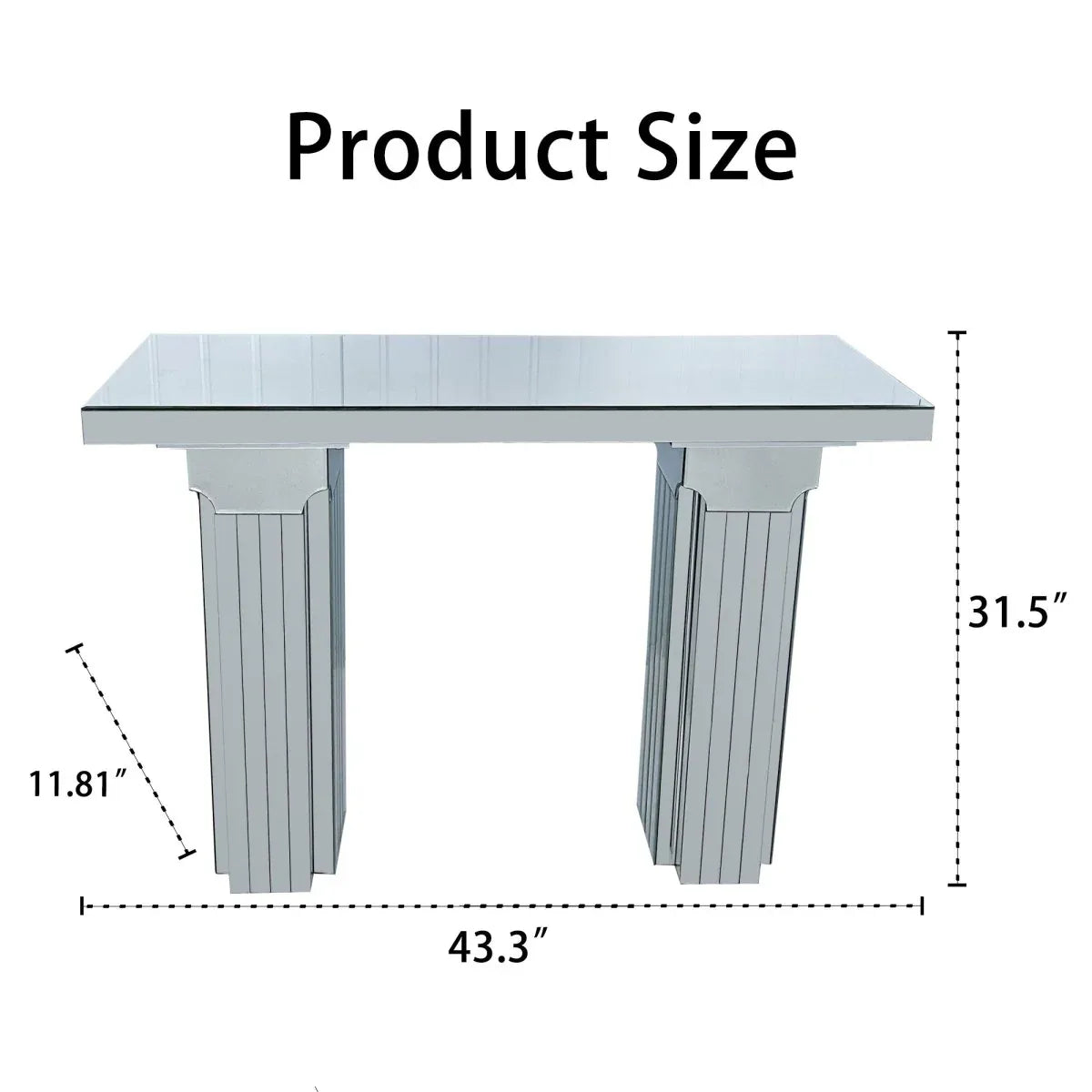 Modern Mirrored Console Table Rectangle Silver MDF Glass - Omega Lifestyles