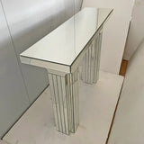 Modern Mirrored Console Table Rectangle Silver MDF Glass - Omega Lifestyles