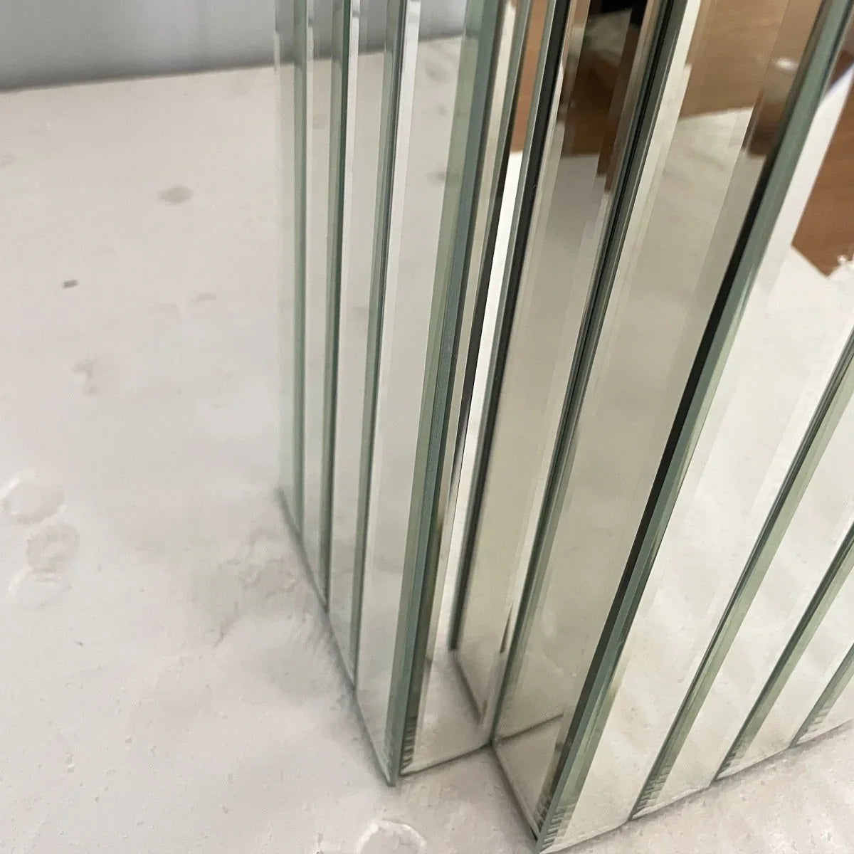 Modern Mirrored Console Table Rectangle Silver MDF Glass - Omega Lifestyles