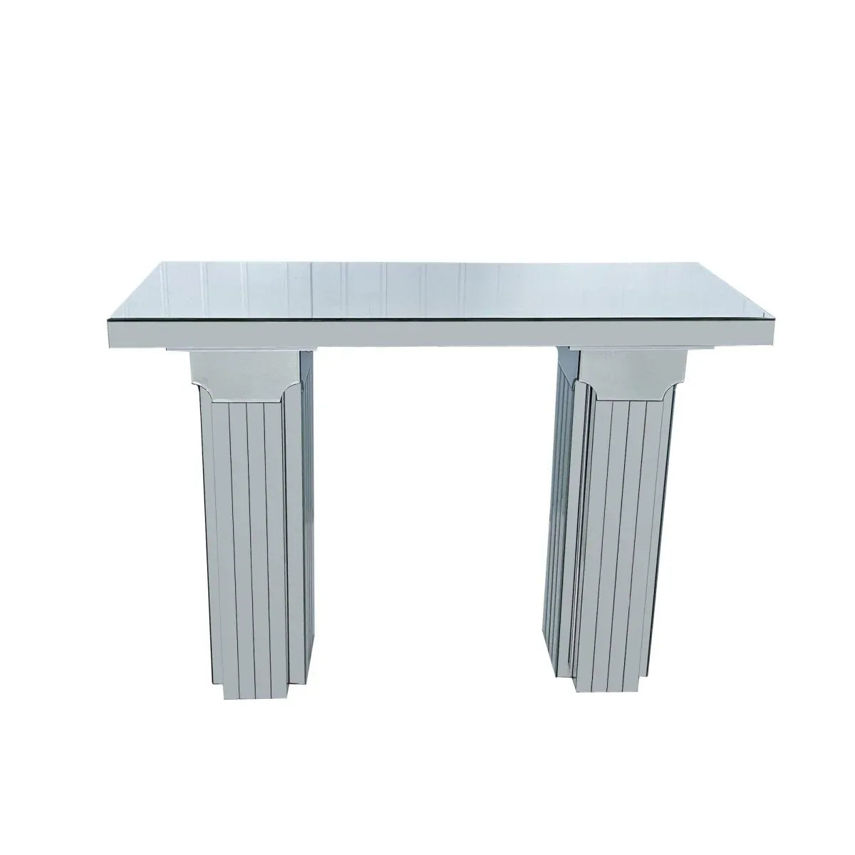 Modern Mirrored Console Table Rectangle Silver MDF Glass - Omega Lifestyles