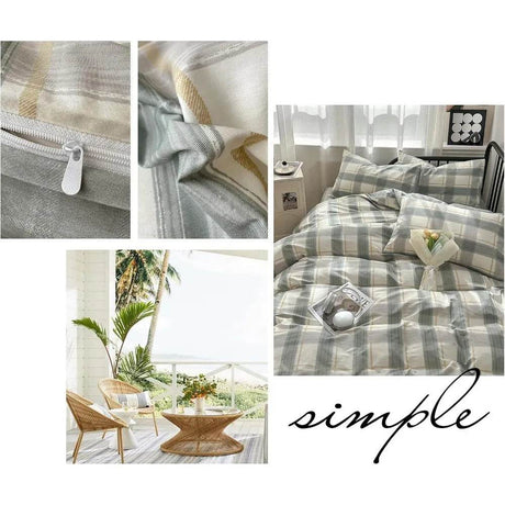 Modern Plaid Cotton Duvet Cover Set - Omega Lifestyles