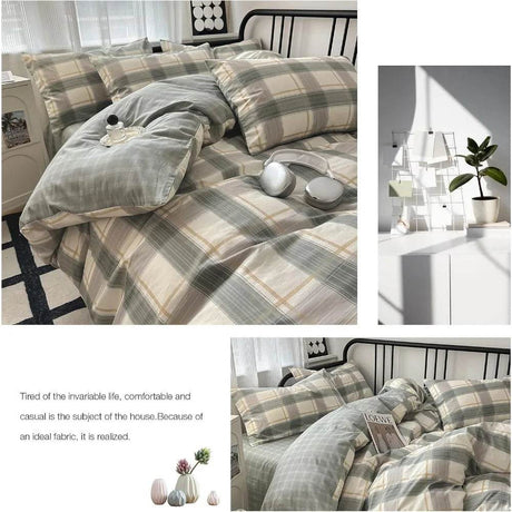 Modern Plaid Cotton Duvet Cover Set - Omega Lifestyles