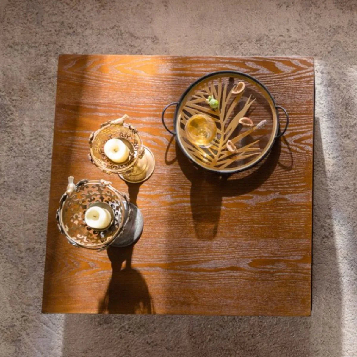 Modern Square Walnut MDF Coffee Table No Assembly - Omega Lifestyles