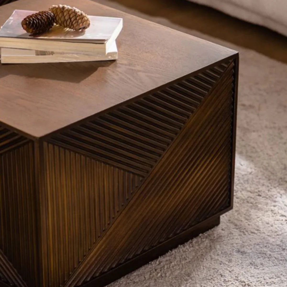 Modern Square Walnut MDF Coffee Table No Assembly - Omega Lifestyles