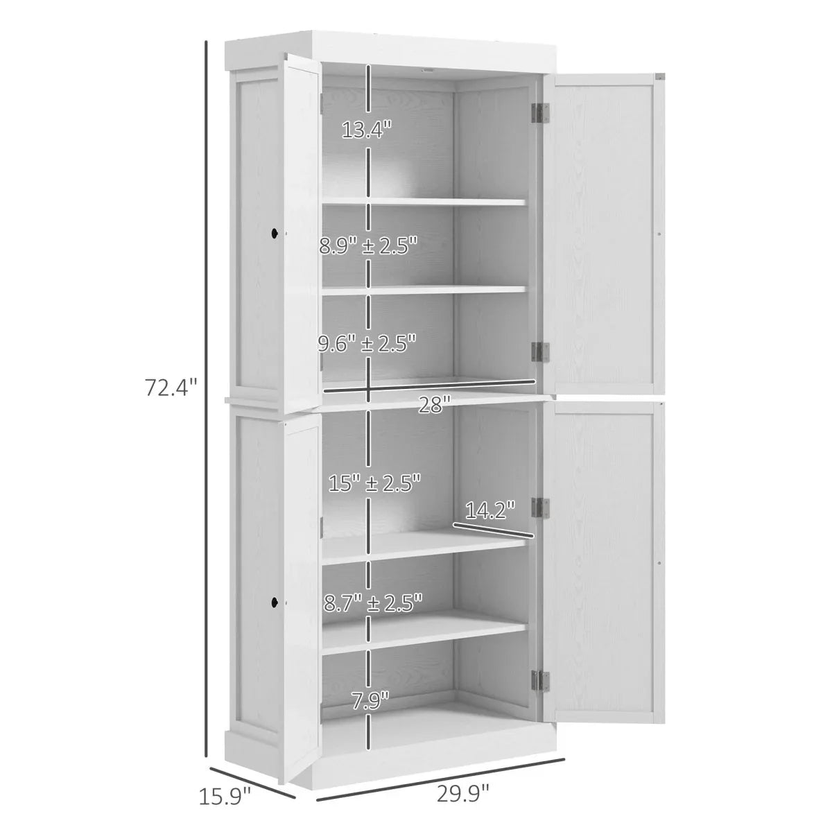 Modern White Shaker-Style Freestanding Pantry Cabinet - Omega Lifestyles
