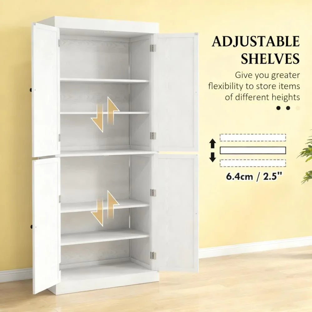 Modern White Shaker-Style Freestanding Pantry Cabinet - Omega Lifestyles