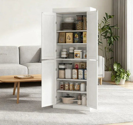 Modern White Shaker-Style Freestanding Pantry Cabinet - Omega Lifestyles