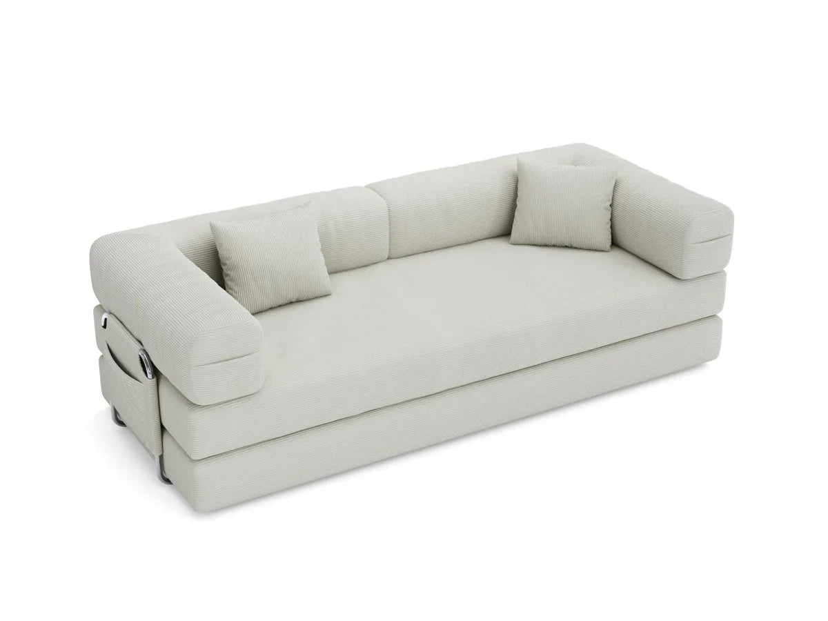 Modular 4-Seat Convertible Folding Sofa Bed Cream - Omega Lifestyles