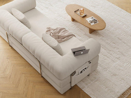 Modular 4-Seat Convertible Folding Sofa Bed Cream - Omega Lifestyles