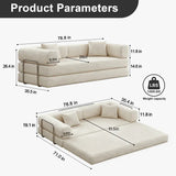 Modular 4-Seat Convertible Folding Sofa Bed Cream - Omega Lifestyles