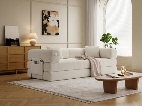 Modular 4-Seat Convertible Folding Sofa Bed Cream - Omega Lifestyles