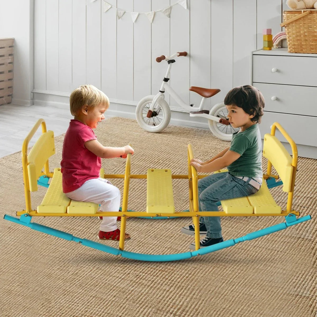 Multicolor Stainless Steel Children’s Triple Seat Seesaw - Omega Lifestyles