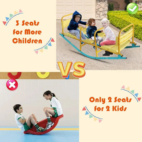 Multicolor Stainless Steel Children’s Triple Seat Seesaw - Omega Lifestyles