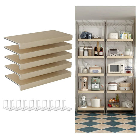 Pack Of 5 Oak Foamed PVC Wire Shelf Covers - Omega Lifestyles